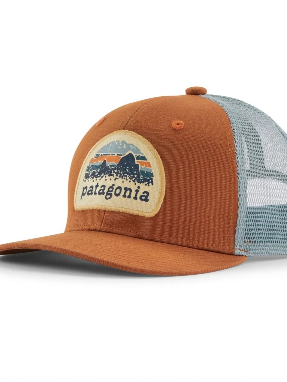 Patagonia Kid's Trucker Hat Skyline Stencil Robin Brown